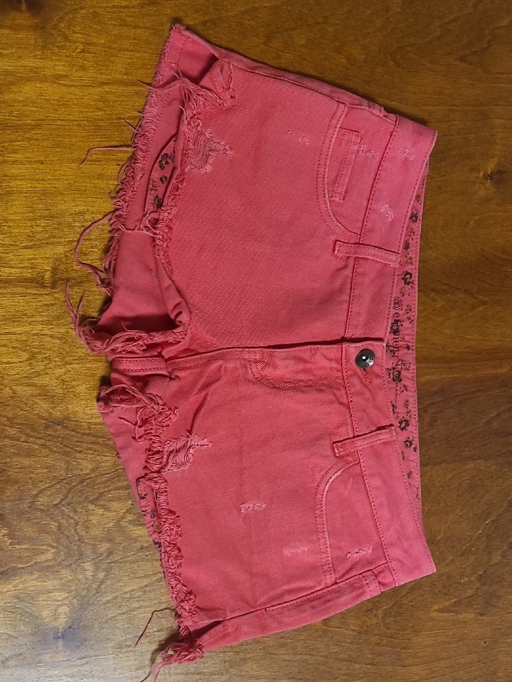 Element Coral Pink Distressed Denim Shorts